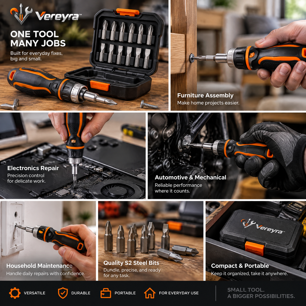 Vereyra™ Multi-Bit Ratcheting Screwdriver Kit for Everyday Repairs lifestyle
