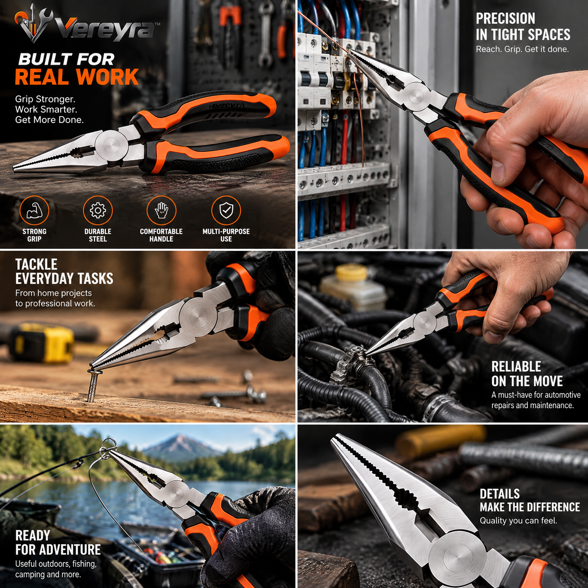 Vereyra™ Precision Long-Nose Pliers for Gripping, Bending & Detail Work lifestyle