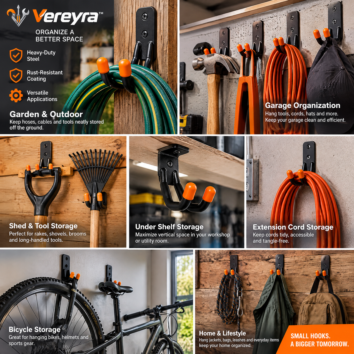 Vereyra™ Heavy-Duty Wall Hook Set for Entryways, Closets & Garages lifestyle