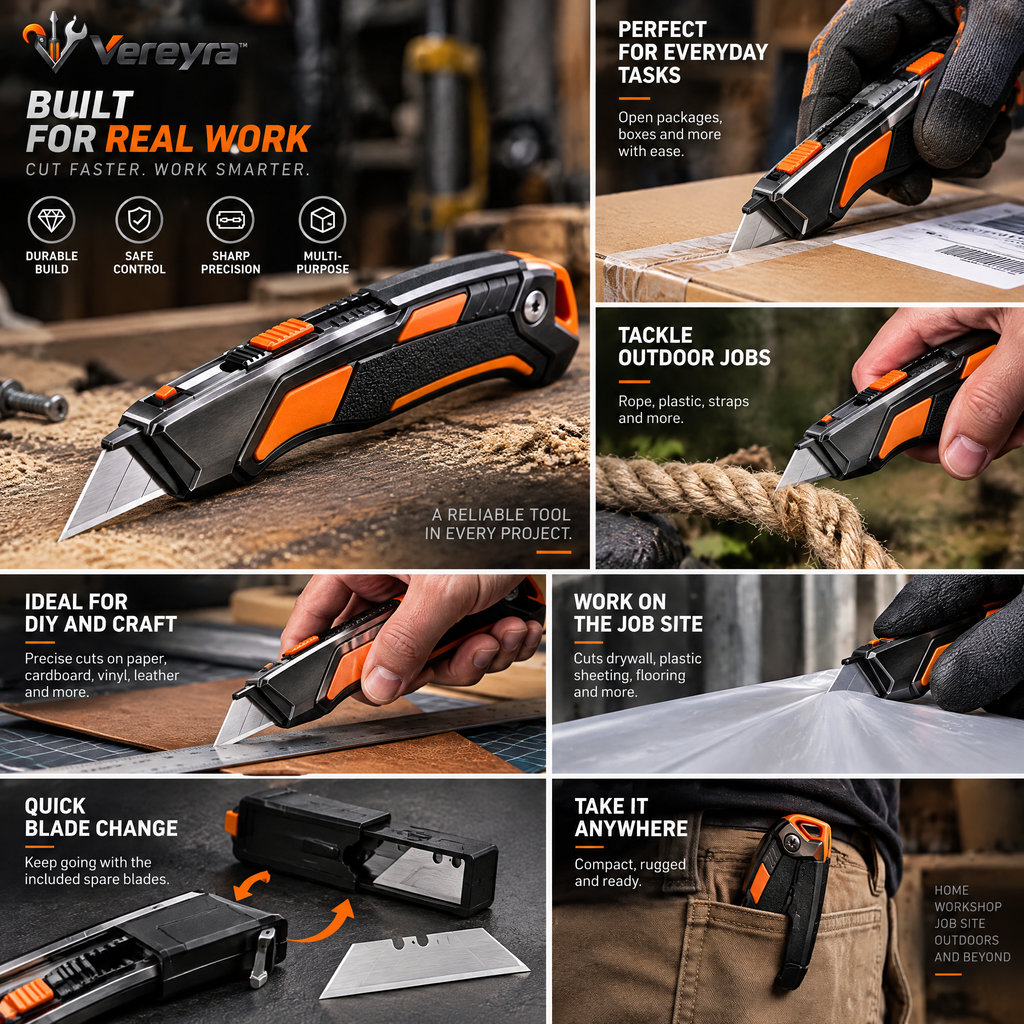 Vereyra™ Retractable Utility Knife with Spare Blades for Boxes & Materials lifestyle