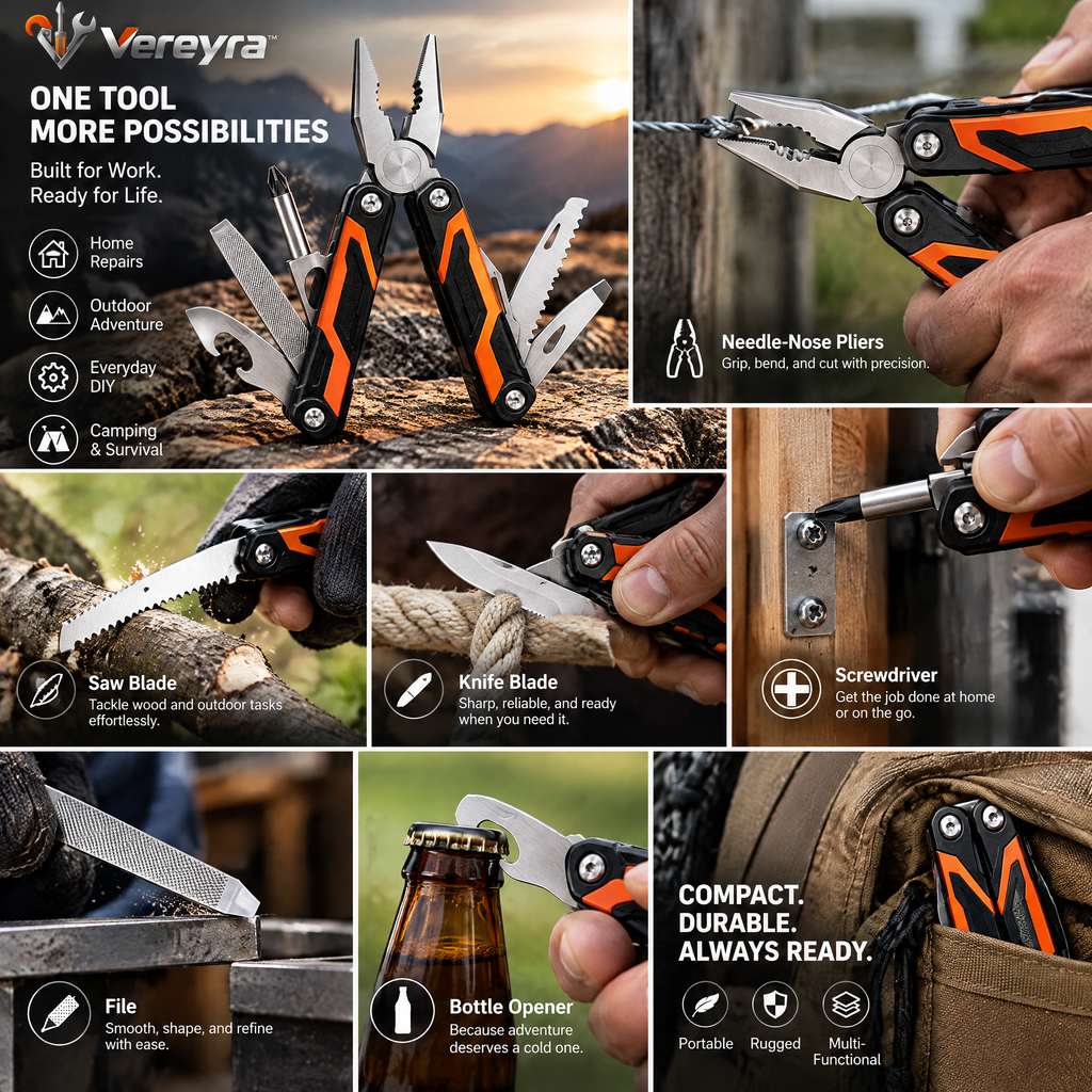 Vereyra™ Folding Multi-Tool for Everyday Tasks, Travel & Outdoor Kits lifestyle